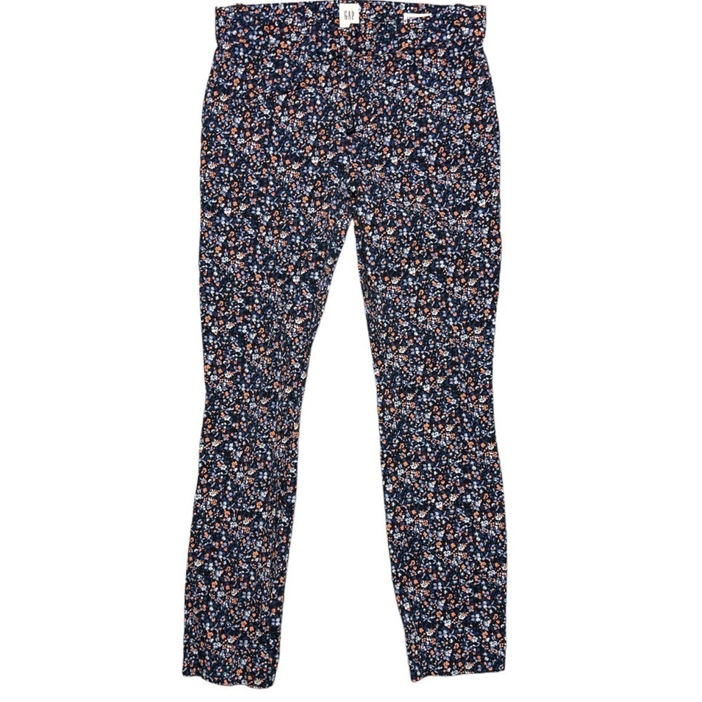 Gap Women's Blue Floral Skinny Ankle Pants Stretch Pockets Size 2 Regular